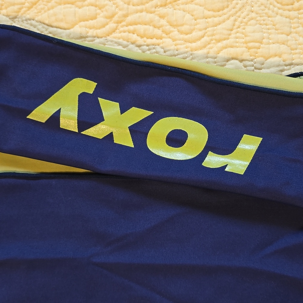 Roxy Navy & Lime Green Logo Long Sleeve Rash Guard - Picture 3 of 4